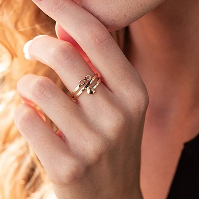 Каблучка "Сердечко і нескінченність" у жовтому золоті к07104 №6