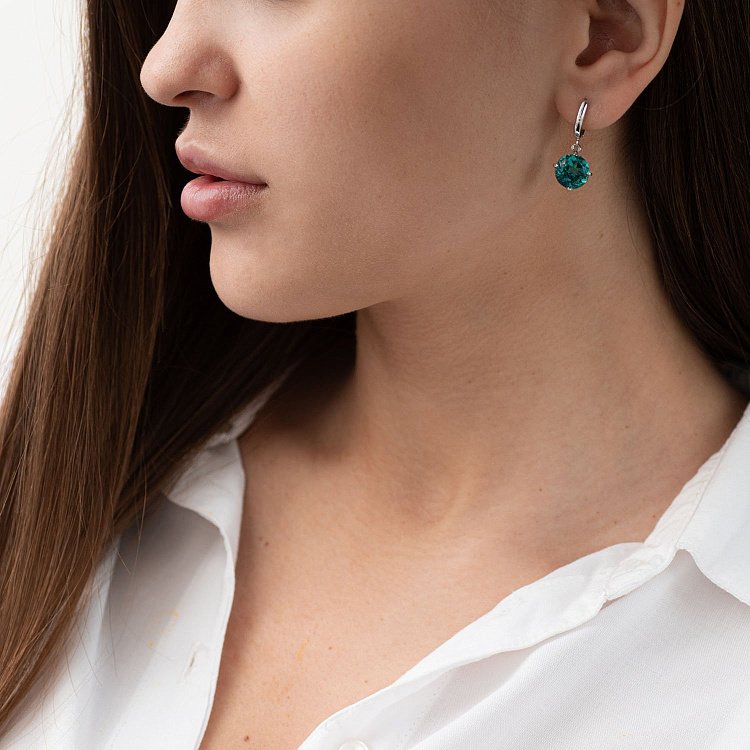 Золотые серьги "Влечение" с синтетическим кварцем с05293 от ювелирного магазина Оникс - 6