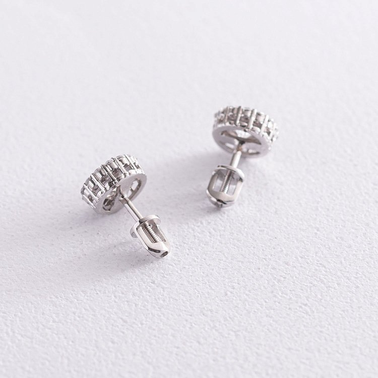 Золотые серьги - пусеты с фианитами с07302 от ювелирного магазина Оникс - 4