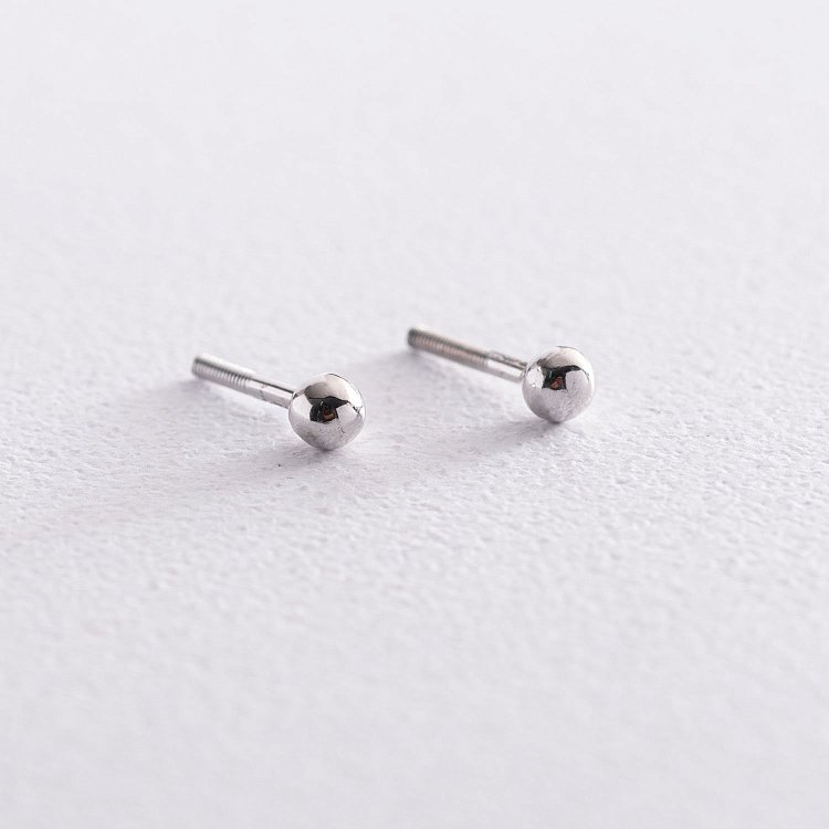 Серьги - пусеты "Шарики" в белом золоте (0.4 см) с07300 от ювелирного магазина Оникс