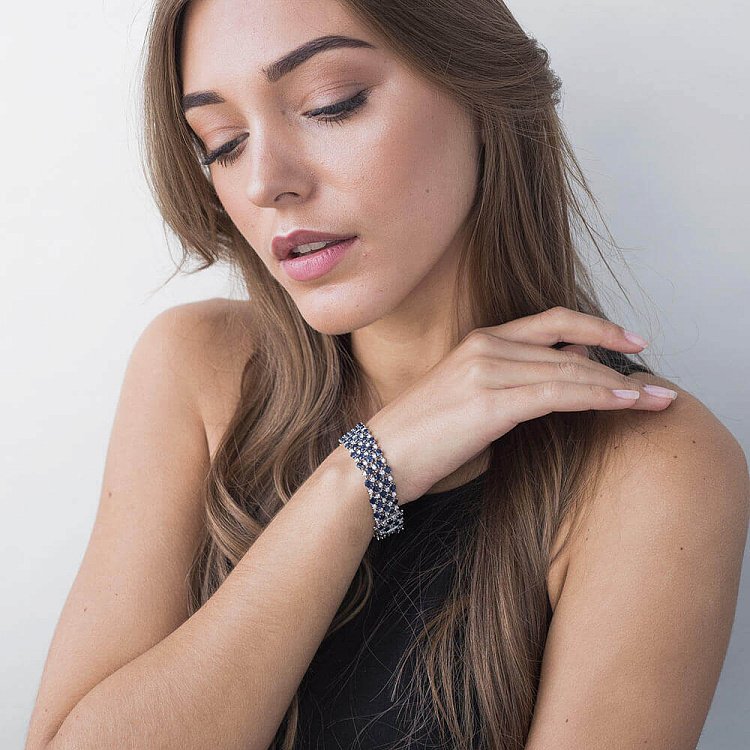 Золотий браслет з сапфірами і діамантами бб0005he від ювелірного магазину Онікс - 4