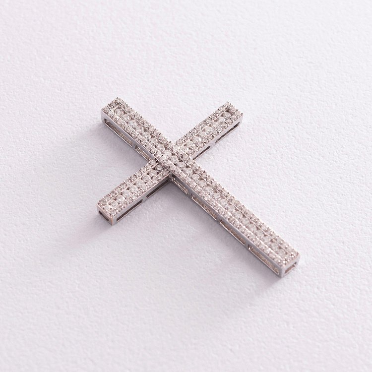 Золотой крестик с бриллиантами пб0168ca от ювелирного магазина Оникс