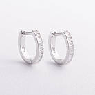 Серебряные серьги - кольца с фианитами 123558 от ювелирного магазина Оникс