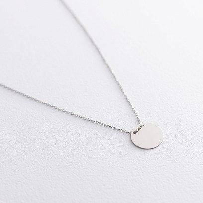 Кольє "Монетка" в білому золоті (можливе гравіювання) кол01742 №3