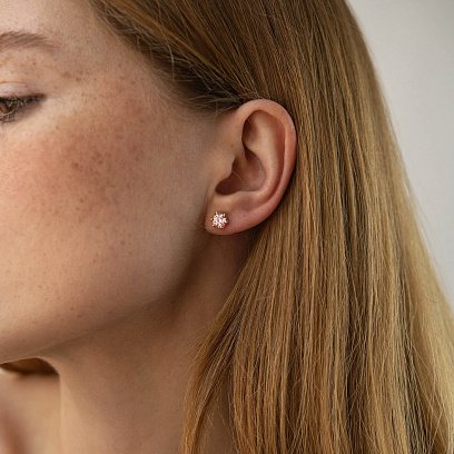 Золоті сережки - пусети з фіанітами с08174 №6