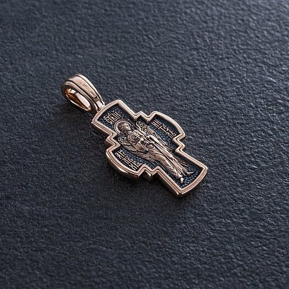 Золотой крест "Распятие Господне. Ангел Хранитель" п02645 №3