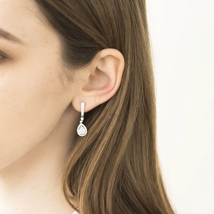 Золоті сережки "Крапельки" (діамант) сб0217pa від ювелірного магазину Онікс - 2