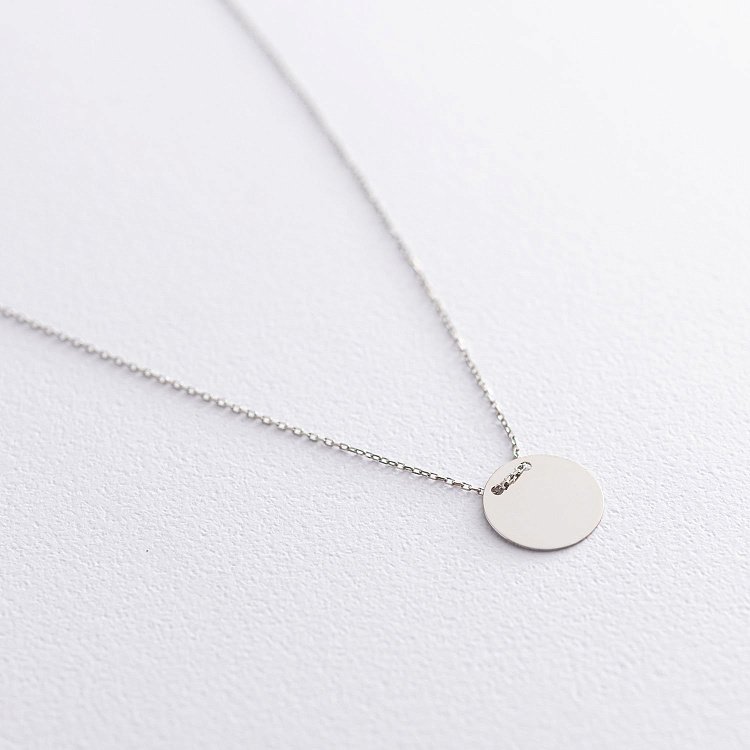 Кольє "Монетка" в білому золоті (можливе гравіювання) кол01742 від ювелірного магазину Онікс - 3