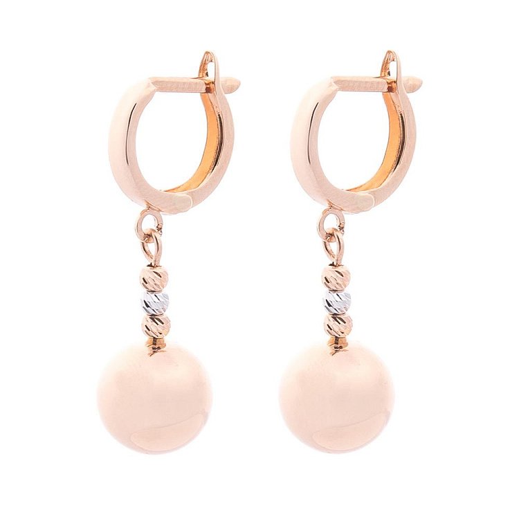 Золоті сережки з кульками (родій) с06117 від ювелірного магазину Онікс - 1