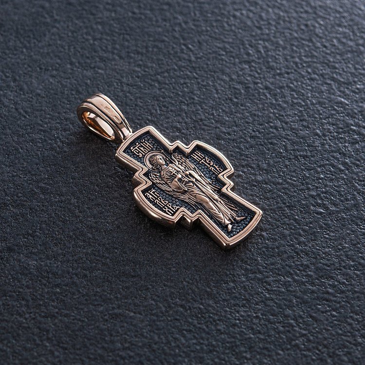 Золотой крест "Распятие Господне. Ангел Хранитель" п02645 от ювелирного магазина Оникс - 2
