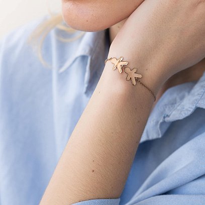 Браслет "Два хлопчики" в червоному золоті (можливе гравіювання) з2089 №2