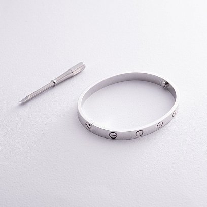 Жесткий браслет "Love" в белом золоте б05459 №6