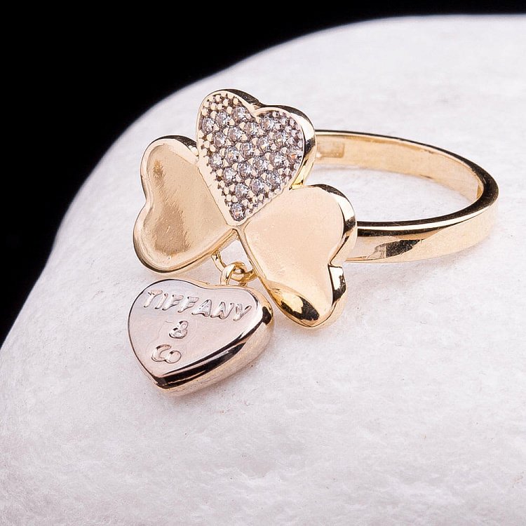 Ексклюзивна каблучка "Конюшина" з фіанітами к04271 від ювелірного магазину Онікс - 2