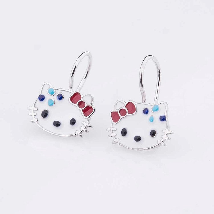 Сережки дитячі Hello Kitty (емаль) 121778к від ювелірного магазину Онікс