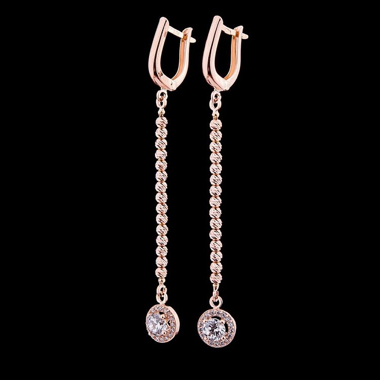 Золоті сережки з фіанітами с04332 від ювелірного магазину Онікс - 1