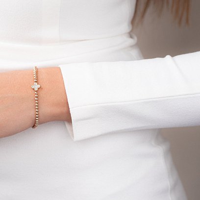 Кульковий браслет "Конюшина" в червоному золоті б04434 №2