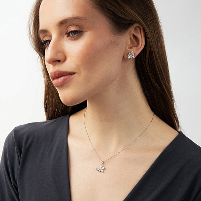 Золотий кулон "Квіточка" з діамантами пб0388rc №2