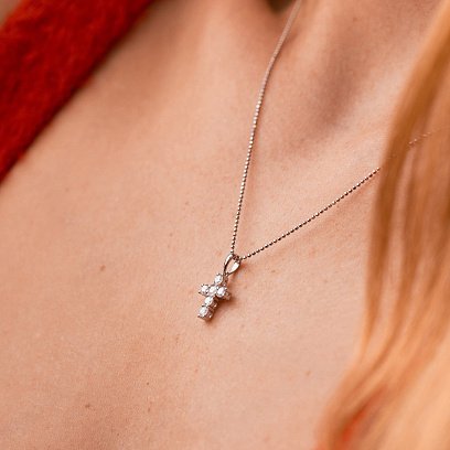 Золотой крестик с бриллиантами пб0215nl №3