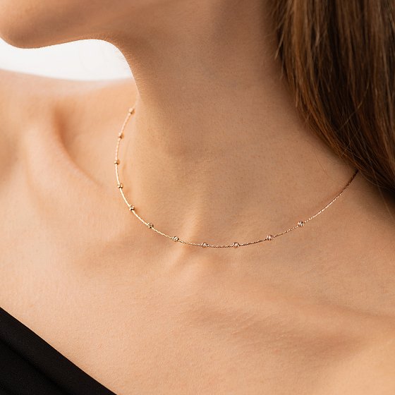 Кольє-чокер "Кульки" у червоному золоті кол02687 №4