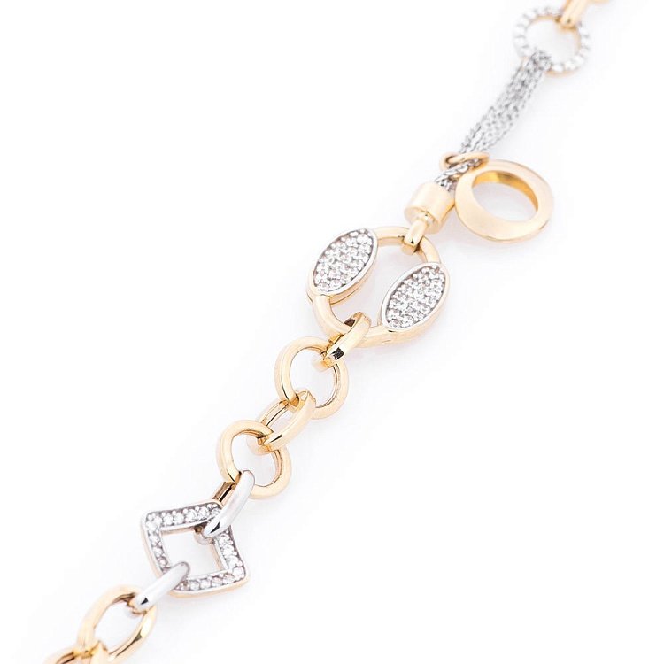 Золотий ланцюговий браслет з фіанітами б01770 від ювелірного магазину Онікс - 1