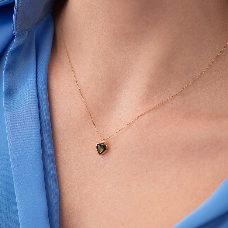 Золотое колье "Сердечко" с бриллиантами и перламутром колб0102sc от ювелирного магазина Оникс - 1