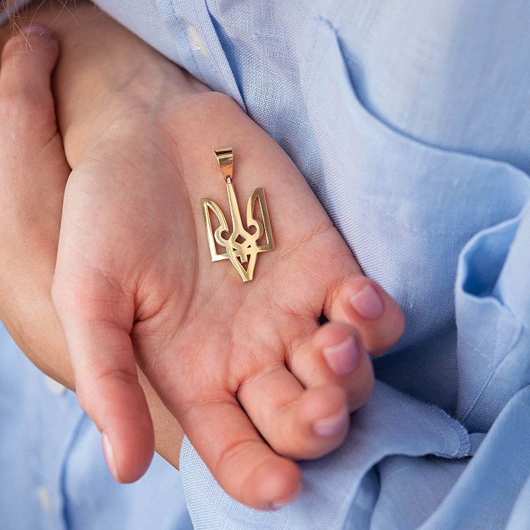 Кулон Герб України "Тризуб" у жовтому золоті 125573100 від ювелірного магазину Онікс - 4