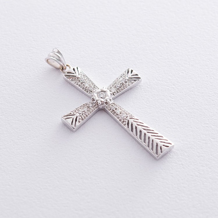 Золотий хрестик з діамантами п417 від ювелірного магазину Онікс