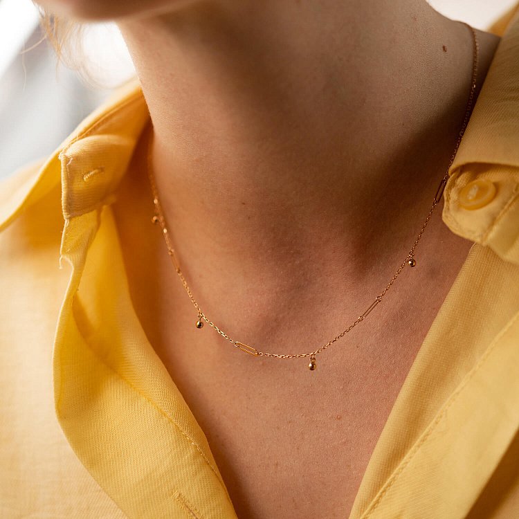 Колье с шариками в красном золоте кол02377 от ювелирного магазина Оникс - 3