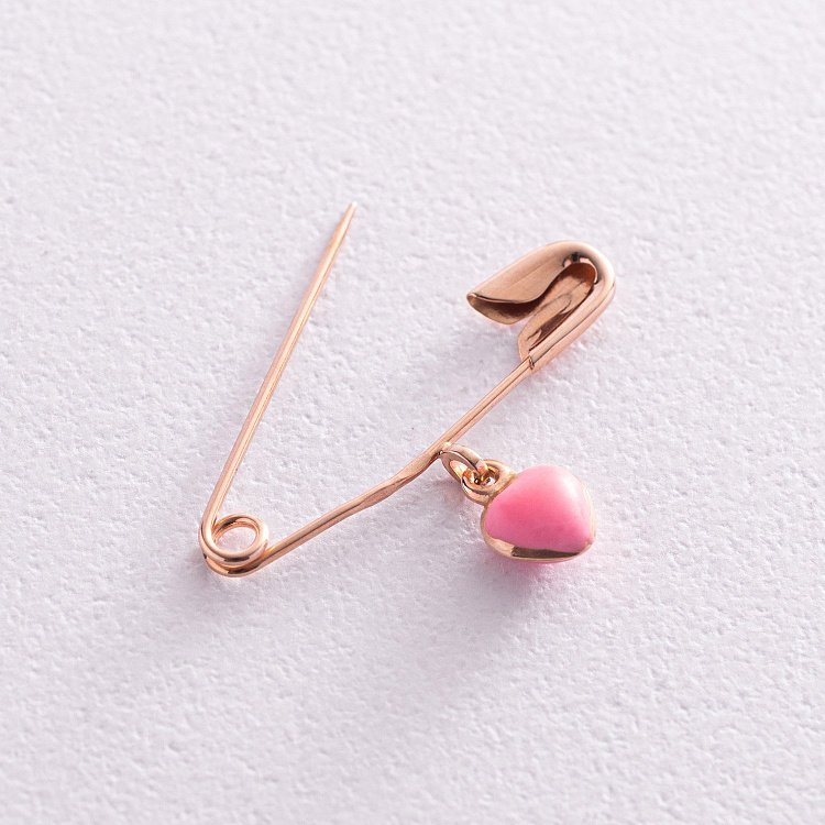 Золота дитяча шпилька "Сердечко" з емаллю зак00209 від ювелірного магазину Онікс