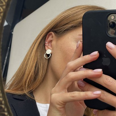 Срібні сережки-пусети "Кружечки" 122574 №4