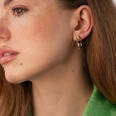 Сережки - кільця "Selesta" у червоному золоті с09015 №2