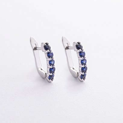Серебряные серьги с сапфирами 2523/1p-HSPH
