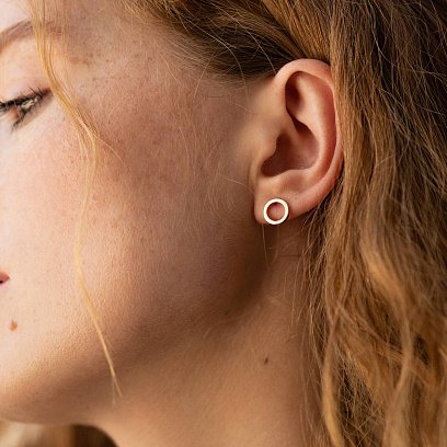 Серьги - пусеты "Круговорот" в красном золоте с08306 №2