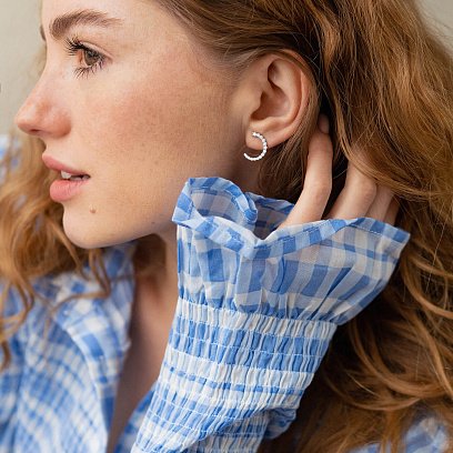 Золоті сережки - пусети "Лунниця" з діамантами сб0411cha №5