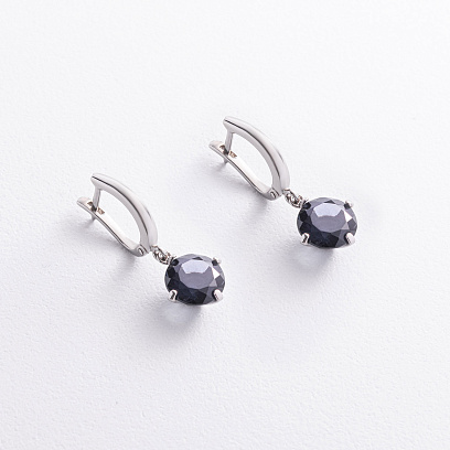 Срібні сережки "Захоплення" з синт. топазом 123305 №5