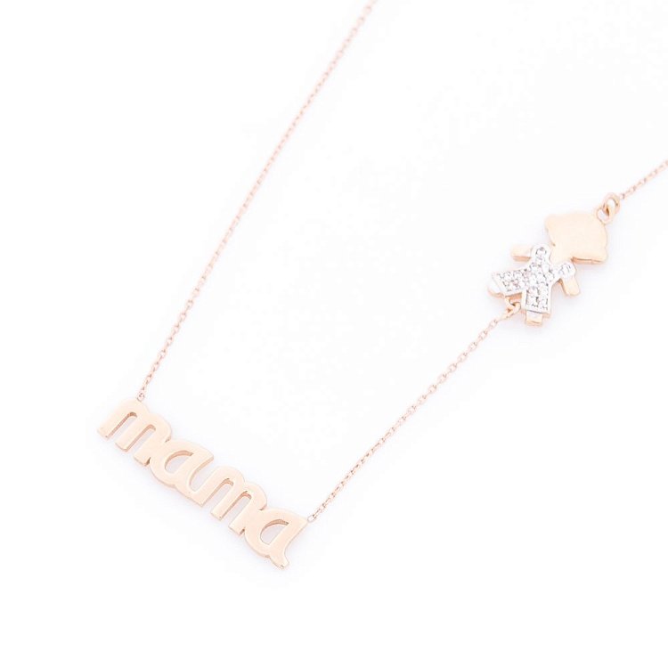 Золоте кольє "Мама і хлопчик" (фіаніти) кол00993 від ювелірного магазину Онікс