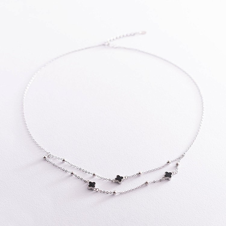 Серебряное колье "Клевер" (эмаль) 181061 от ювелирного магазина Оникс - 4