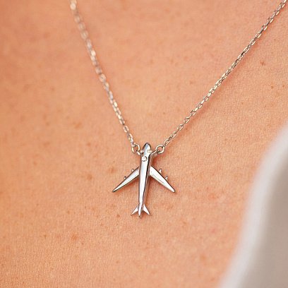 Золоте кольє "Літак" з фіанітом кол02456 №6