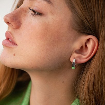 Серьги - кольца "Bruna" в белом золоте с09027 №2