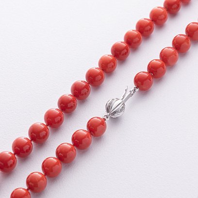 Бусы из коралла (золотая застежка с бриллиантами) бус033к №3