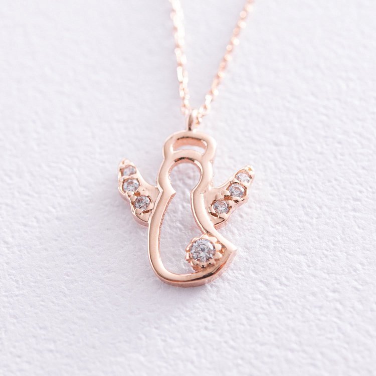 Золотое колье "Ангелочек" с фианитами кол01711 от ювелирного магазина Оникс - 2