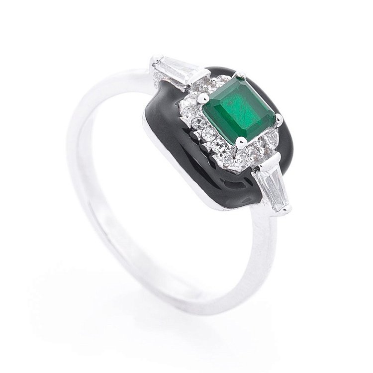 Серебряный кулон (эмаль, кварц, изумруд, фианит) 132793 - 2 Серебряный кулон (эмаль, кварц, изумруд, фианит) 132793 от ювелирного магазина Оникс - 2