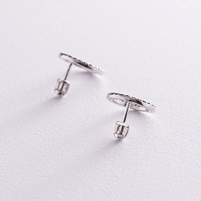 Срібні сережки - пусети "Кругообіг" (чорні фіаніти) 064510 №3