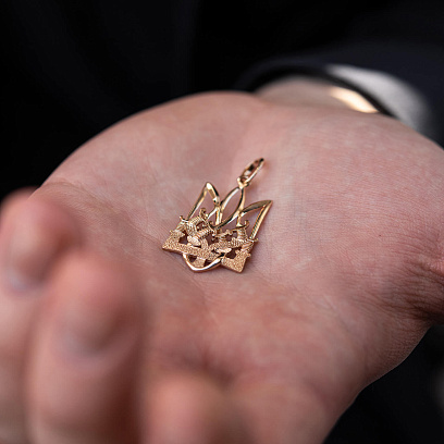 Подвеска "Тризуб с саблями" в красном золоте п03803 №9