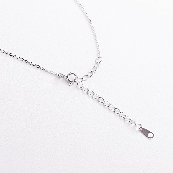 Серебряное колье "Сердечко" (фиолетовый и белые фианиты) 181389 №4