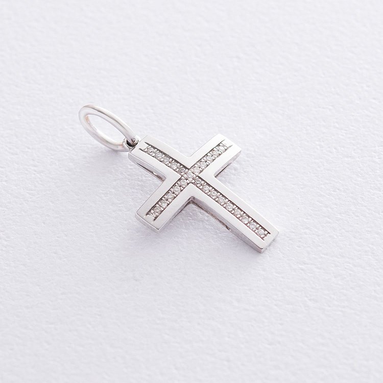 Золотий хрестик з діамантами пб01863 від ювелірного магазину Онікс