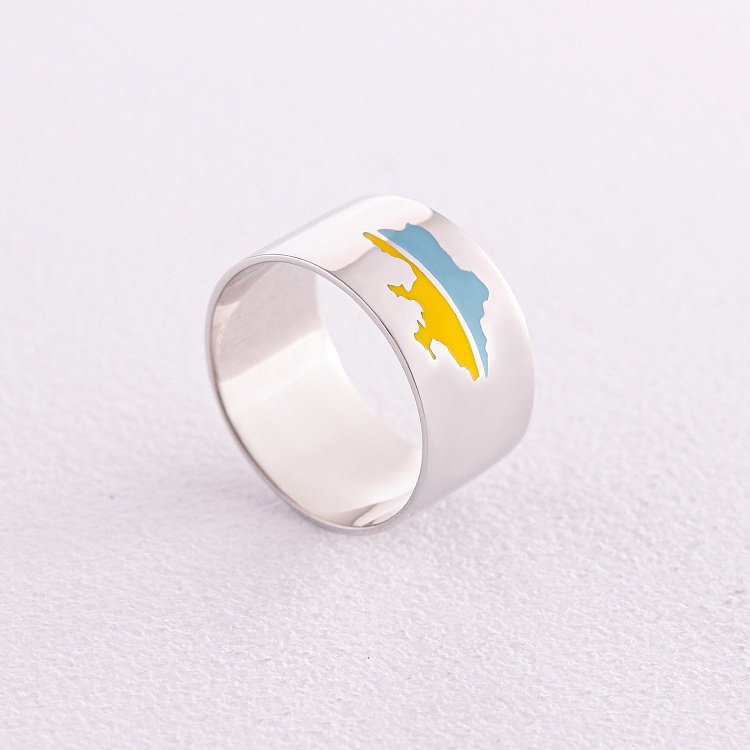 Серебряное кольцо "Карта Украины" с эмалью 9401 от ювелирного магазина Оникс - 3