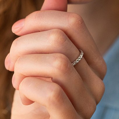 Золота каблучка з доріжкою каменів (діаманти) кб0427mi №6