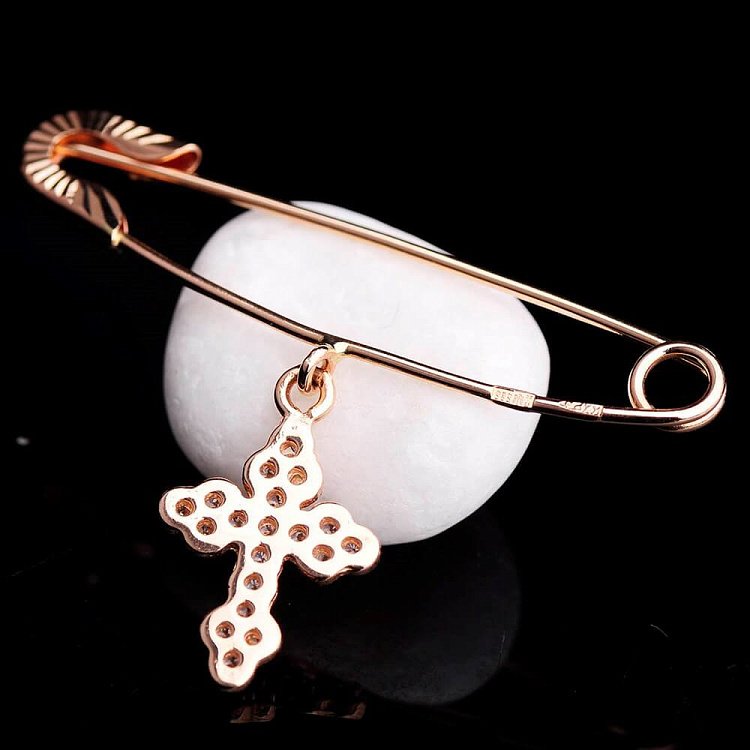 Золота шпилька з хрестиком зак00182 від ювелірного магазину Онікс - 1