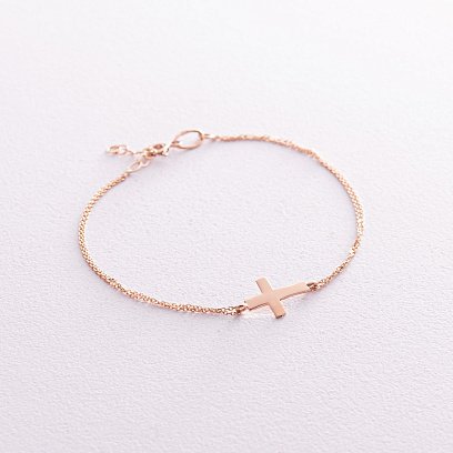 Золотий браслет з хрестиком б02947